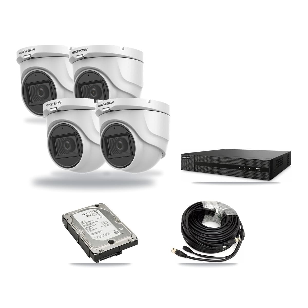 Hikvision 8-Channel 5MP CCTV Kit — 4 Turret Cameras + 5TB Recording (DVR-8CH Recorder) - Image 1
