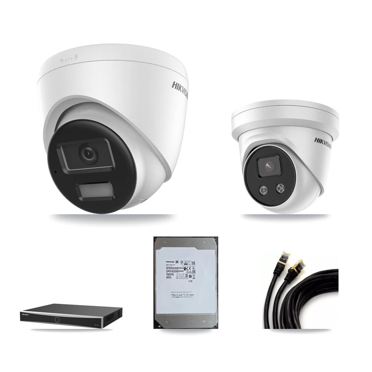 Hikvision 16-Channel 5MP – 4K CCTV Kit — 10 4K + 1 5MP Turret Cameras + 2× 14TB Recording (DS-7616NXI Recorder)