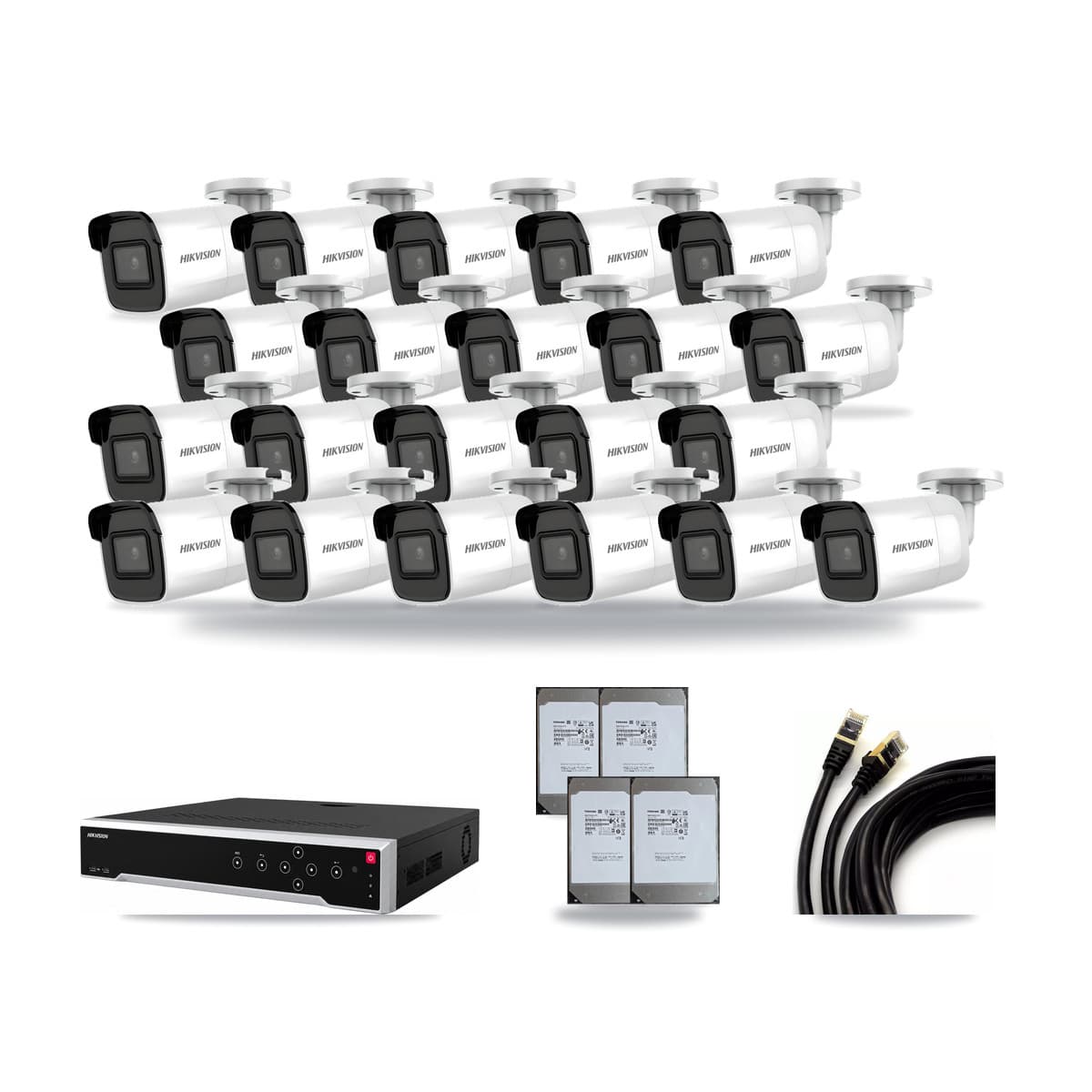 Hikvision 32-Channel 4K CCTV Kit — 21 Bullet Cameras + 4× 14TB Recording - Image 1