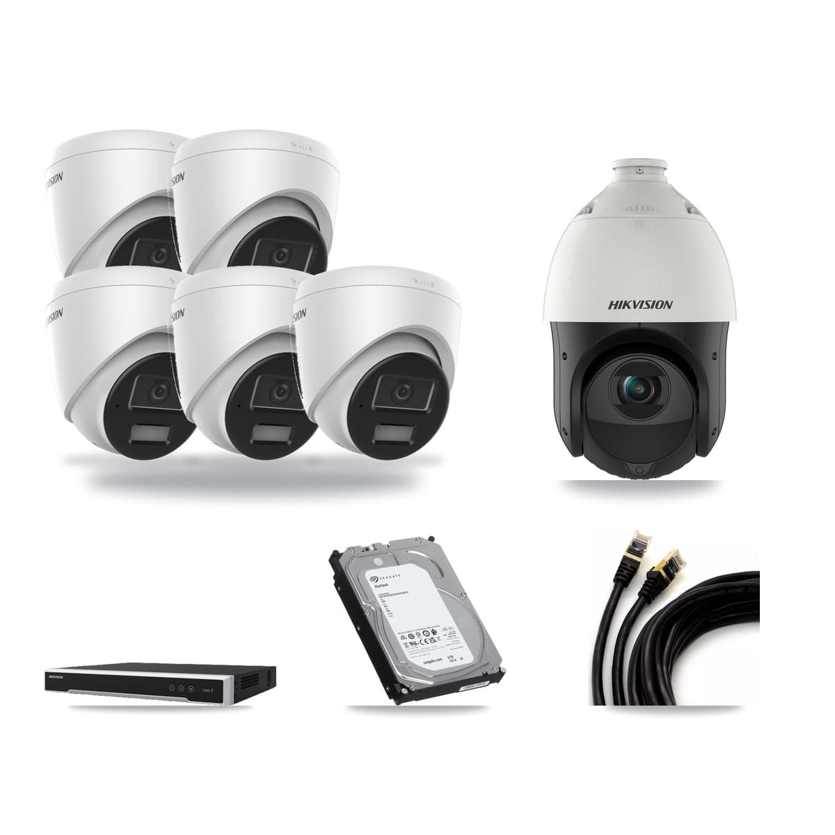 Hikvision 16-Channel 4MP CCTV Kit — 5 Turret + 1 PTZ Cameras + 6TB Recording (DS-7616NI-M2 Recorder) - Image 1