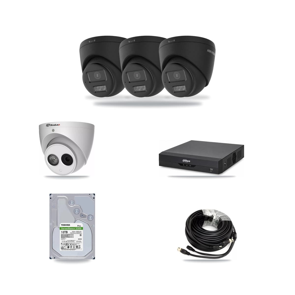 4-Channel 4MP – 4K CCTV Kit — 3 Black 4K + 1 4MP Turret Cameras + 10TB Recording - Image 1
