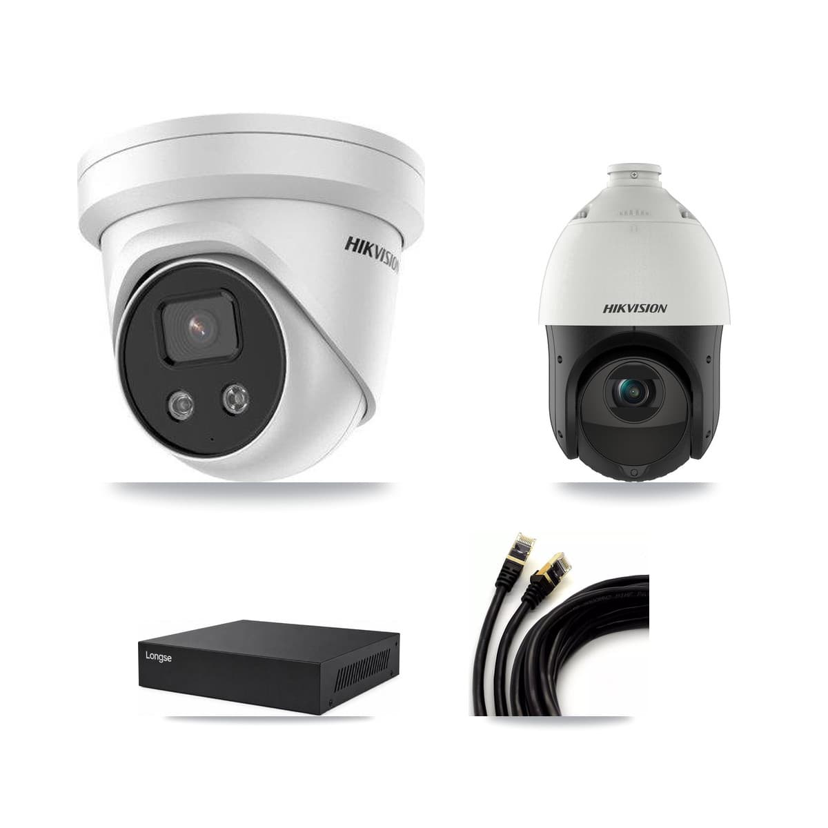 Hikvision & Longse 8-Channel 4MP – 5MP CCTV Kit — 7 5MP Turret + 1 4MP PTZ Cameras + 8TB Recording