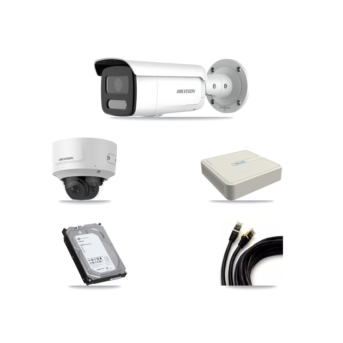 Hikvision & HiLook 8-Channel 2MP – 4MP CCTV Kit — 1 2MP Dome + 7 4MP Bullet Cameras + 6TB Recording (NVR-108H-D Recorder)