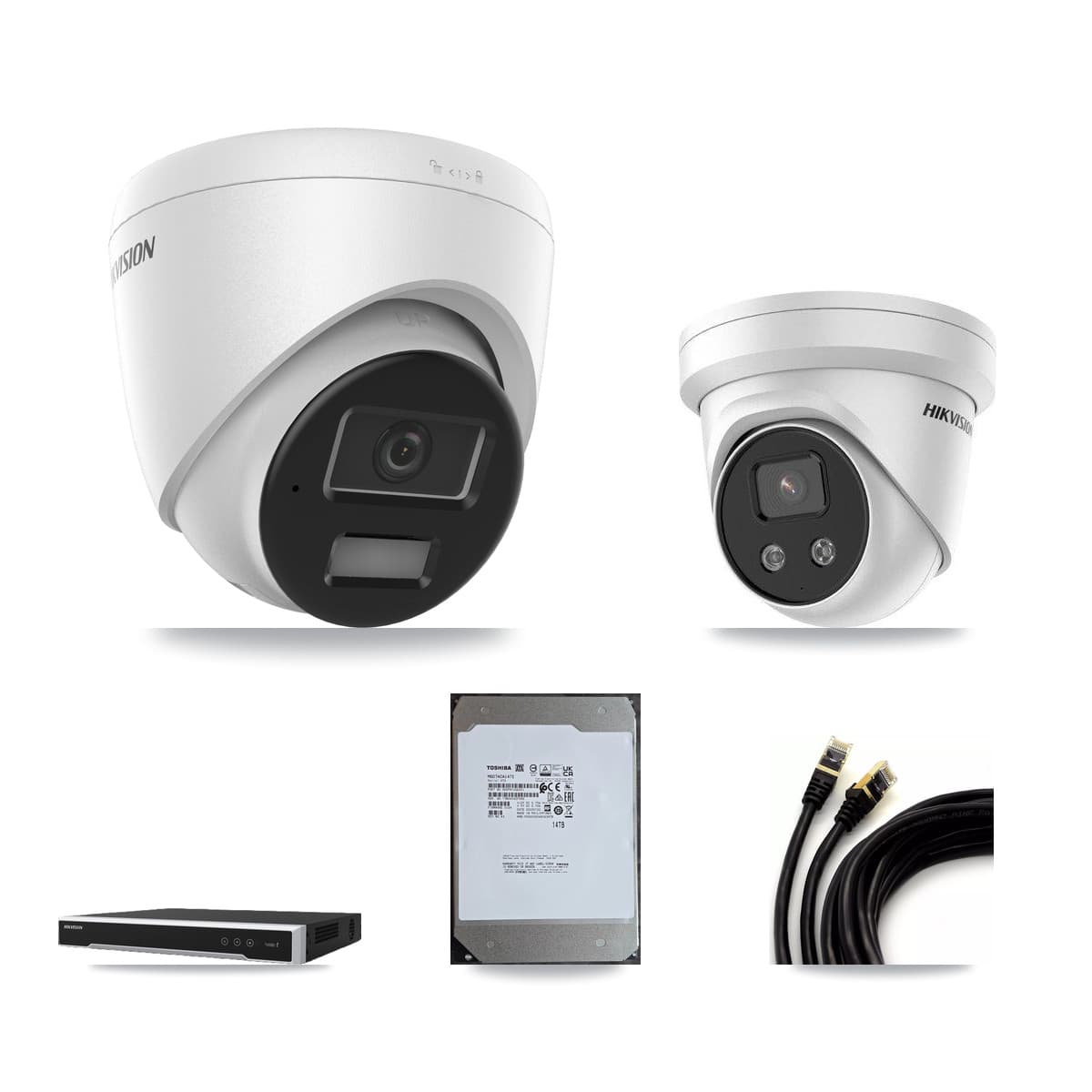 Hikvision 16-Channel 4MP – 5MP CCTV Kit — 13 4MP + 1 5MP Turret Cameras + 14TB Recording