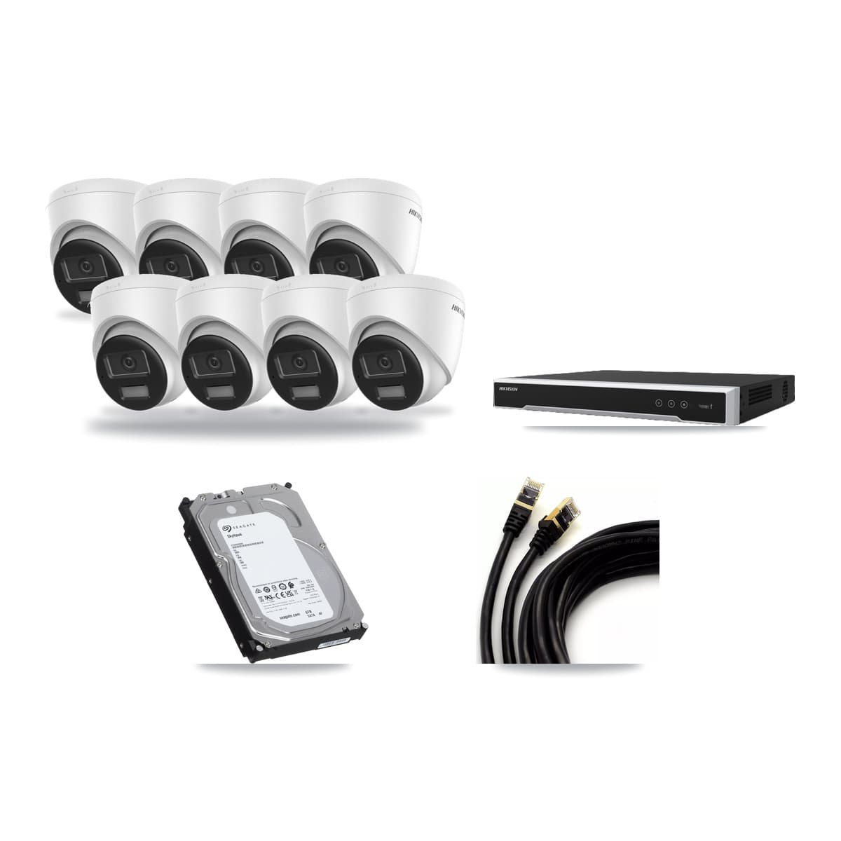 Hikvision 16-Channel 4K CCTV Kit — 8 DS-2CD1383G2-LIUF/SL Turret Cameras + 6TB Recording (DS-7616NI-M2/16P Recorder) - Image 1