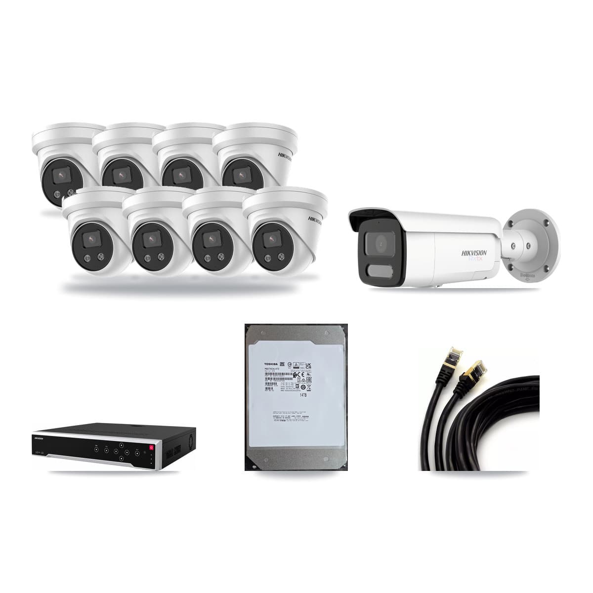 Hikvision 32-Channel 5MP – 4K CCTV Kit — 1 4K Bullet + 8 5MP Turret Cameras + 14TB Recording - Image 1