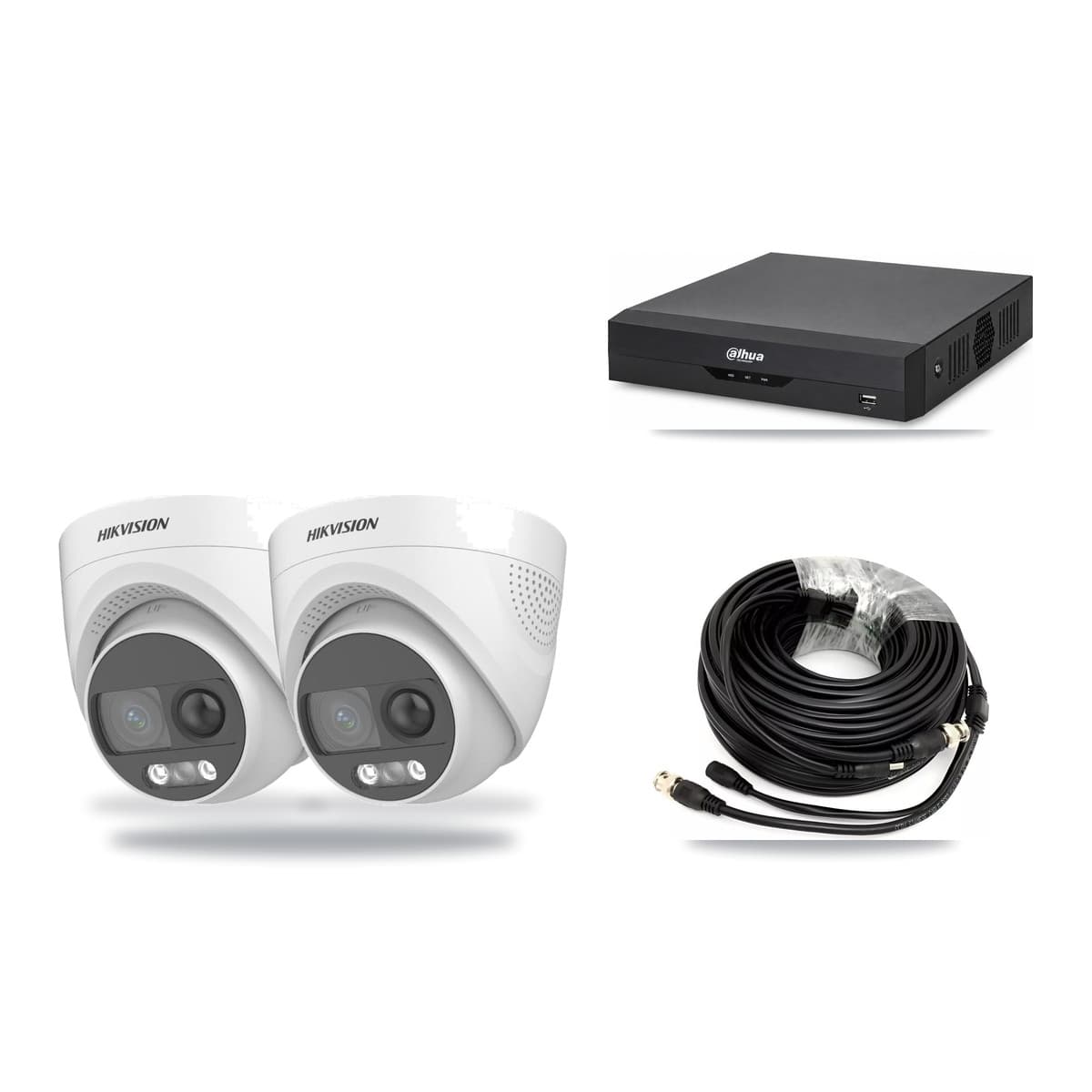 Hikvision & Dahua 4-Channel 5MP CCTV Kit — 2 DS-2CE72KF3T Turret Cameras + 3TB Recording - Image 1