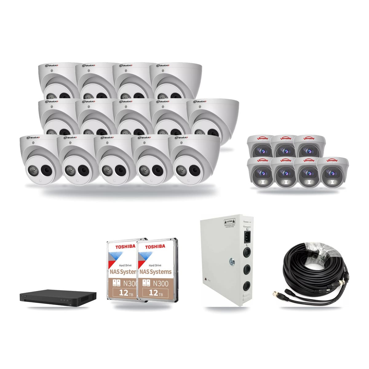 32-Channel 4MP – 5MP CCTV Kit — 14 4MP Turret + 7 5MP Cameras + 2× 12TB Recording - Image 1