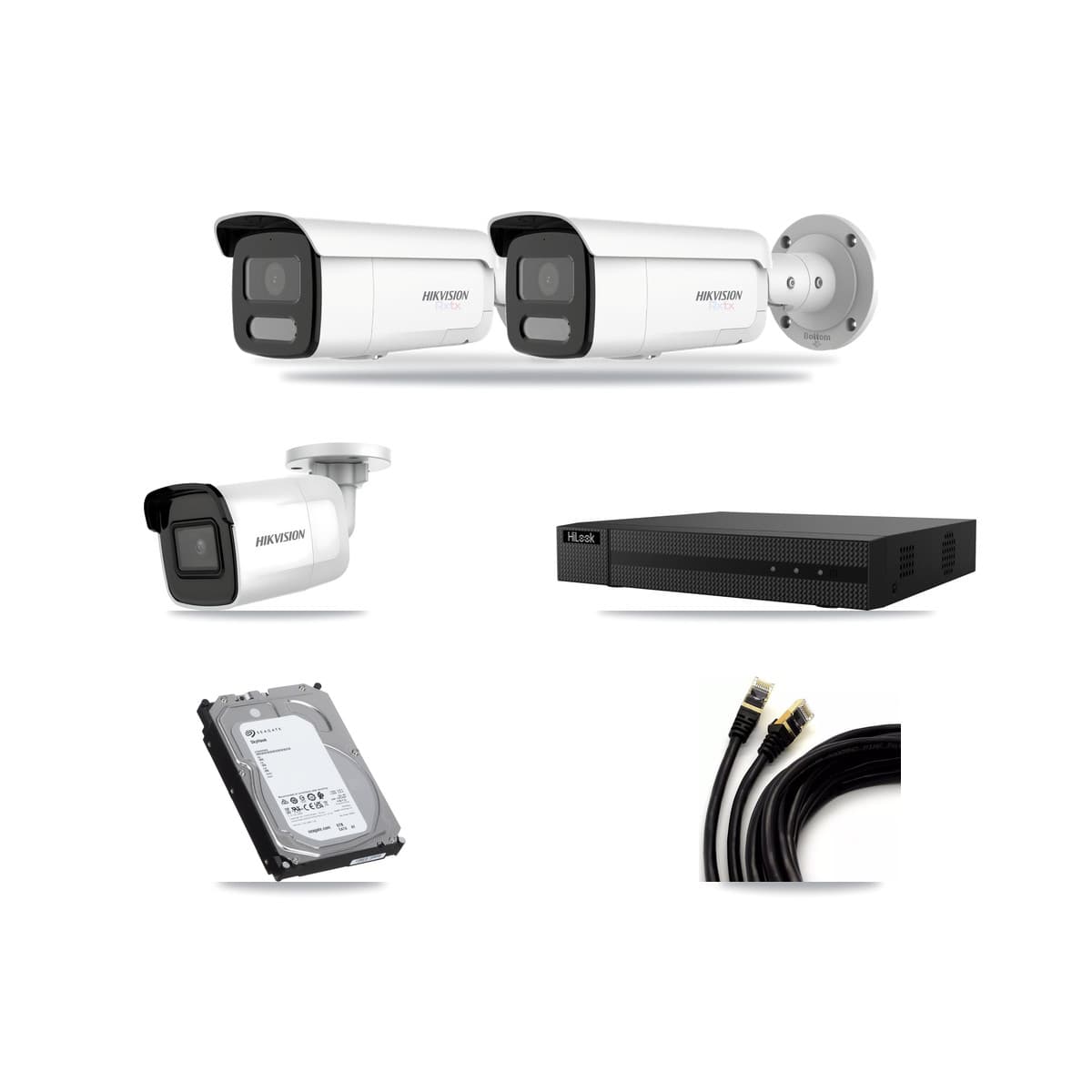 Hikvision & HiLook 8-Channel 4K CCTV Kit — 1 DS-2CD2085G1 + 2 DS-2CD2T87G2H Bullet Cameras + 6TB Recording - Image 1