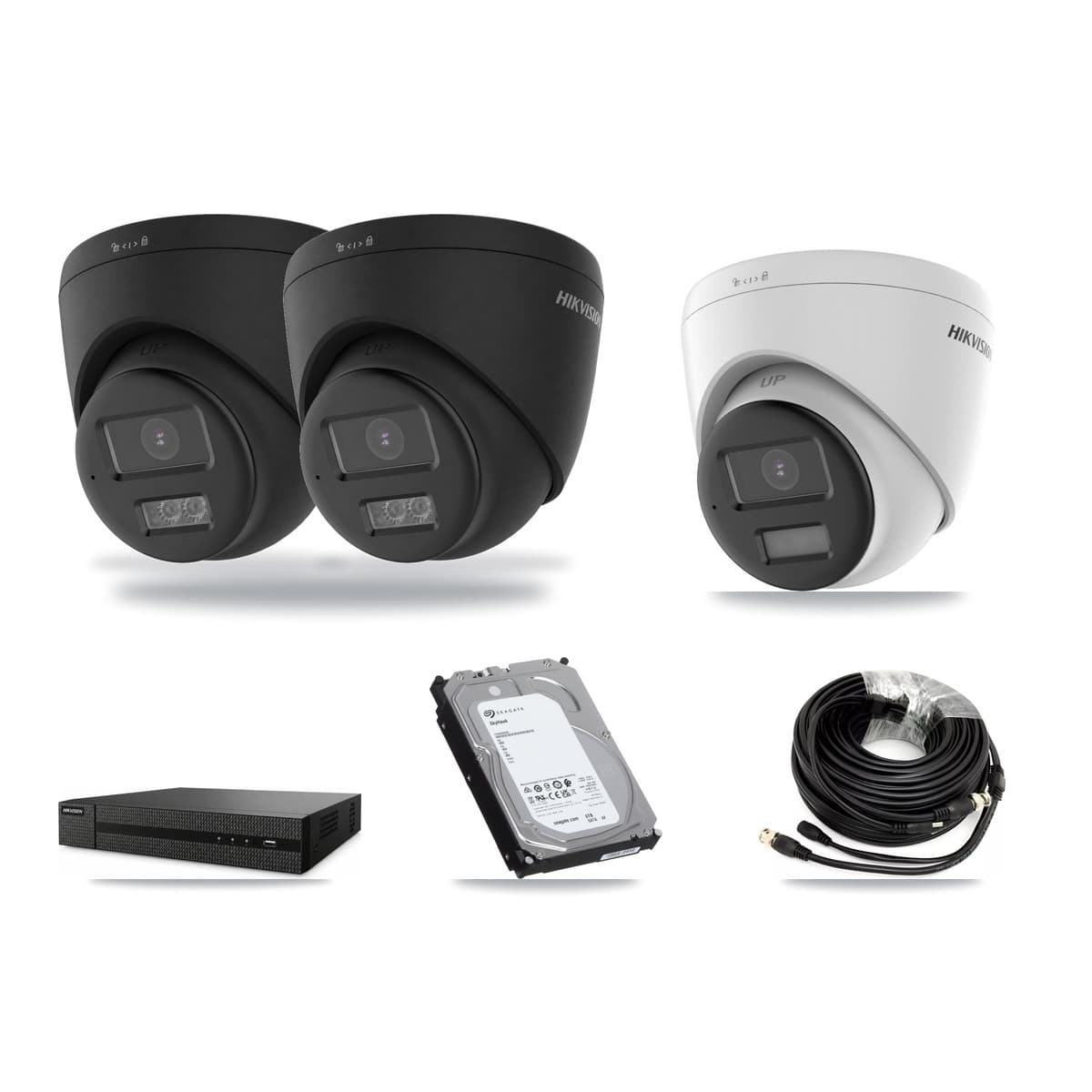 Hikvision 8-Channel 4K CCTV Kit — 1 DS-2CE78U0T + 2 DS-2CE78U0T Turret Cameras + 6TB Recording - Image 1