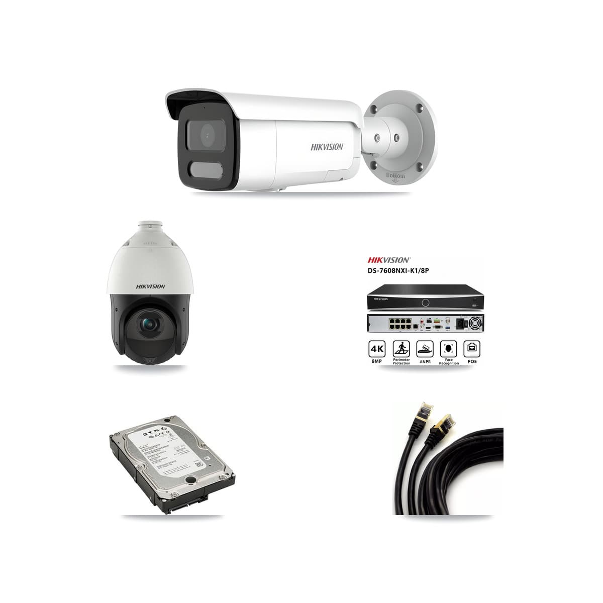 Hikvision 8-Channel 4MP CCTV Kit — 3 Bullet + 1 PTZ Cameras + 5TB Recording