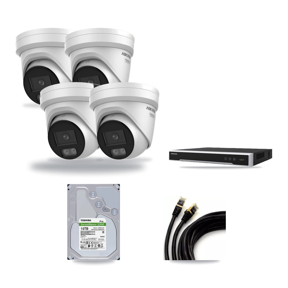 Hikvision 16-Channel 4K CCTV Kit — 4 DS-2CD2387G3 Turret Cameras + 10TB Recording (DS-7616NI-M2 Recorder) - Image 1