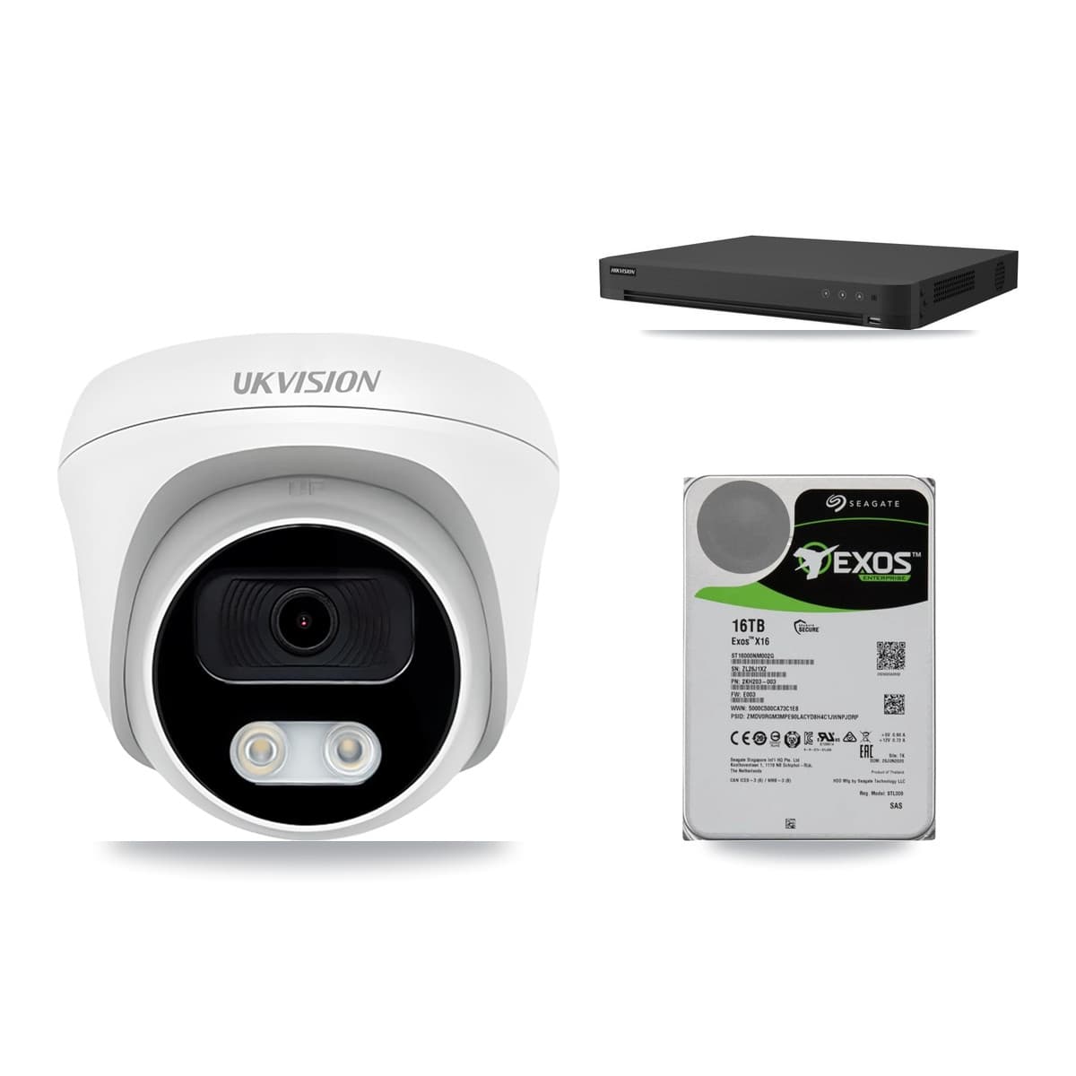 Hikvision 16-Channel 4K CCTV Kit — 10 UKVISION Cameras + 16TB Recording (IDS-7216HUHI Recorder)