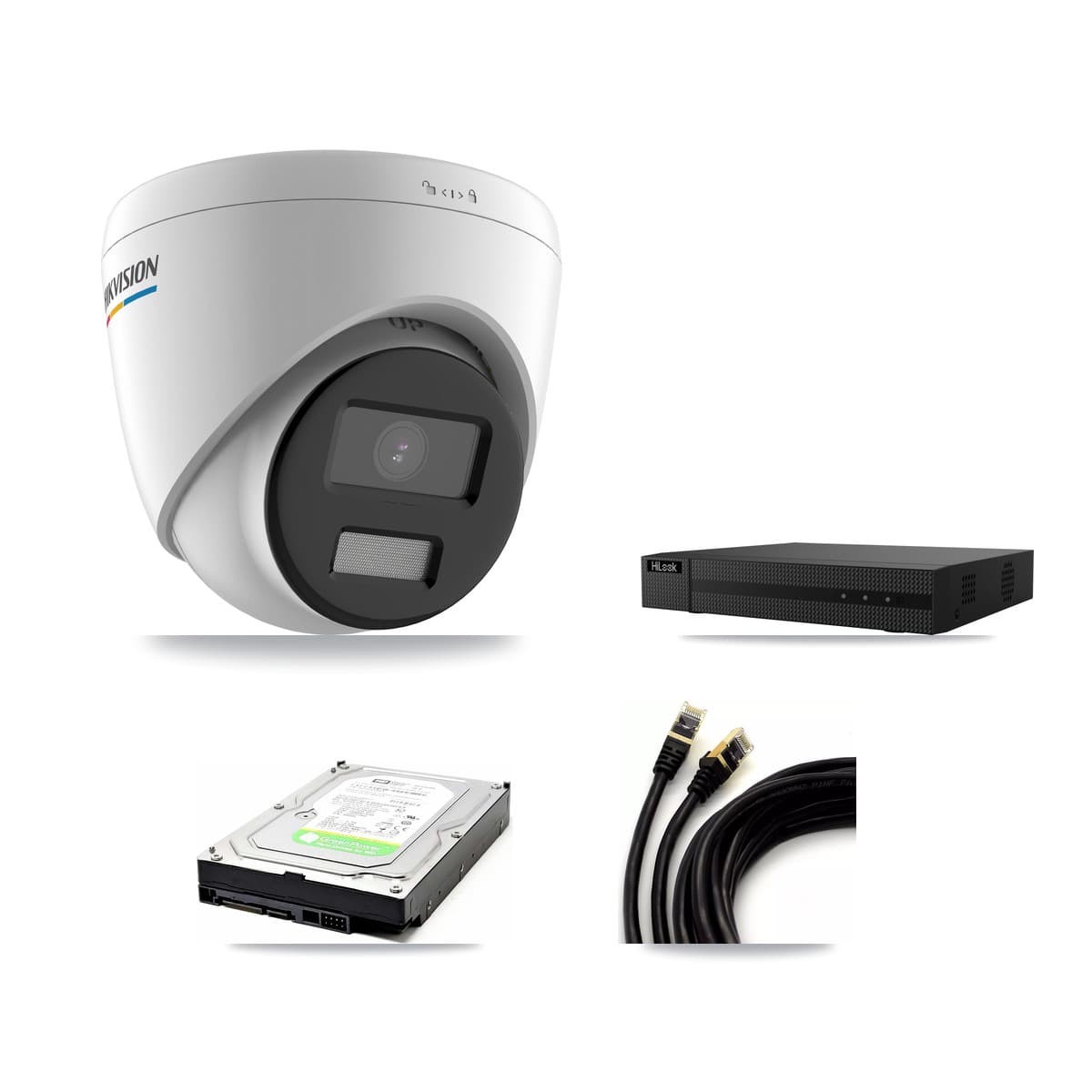 Hikvision & HiLook 8-Channel 2MP CCTV Kit — 2 Turret Cameras + 1TB Recording (NVR-108MH-D Recorder)