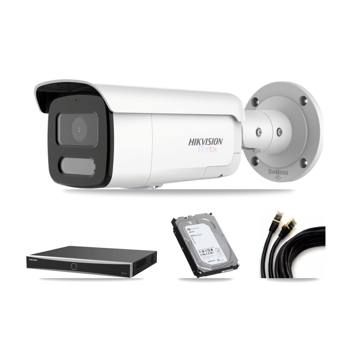 Hikvision 16-Channel 4K CCTV Kit — 8 White Bullet Cameras + 6TB Recording (DS-7616NXI Recorder)