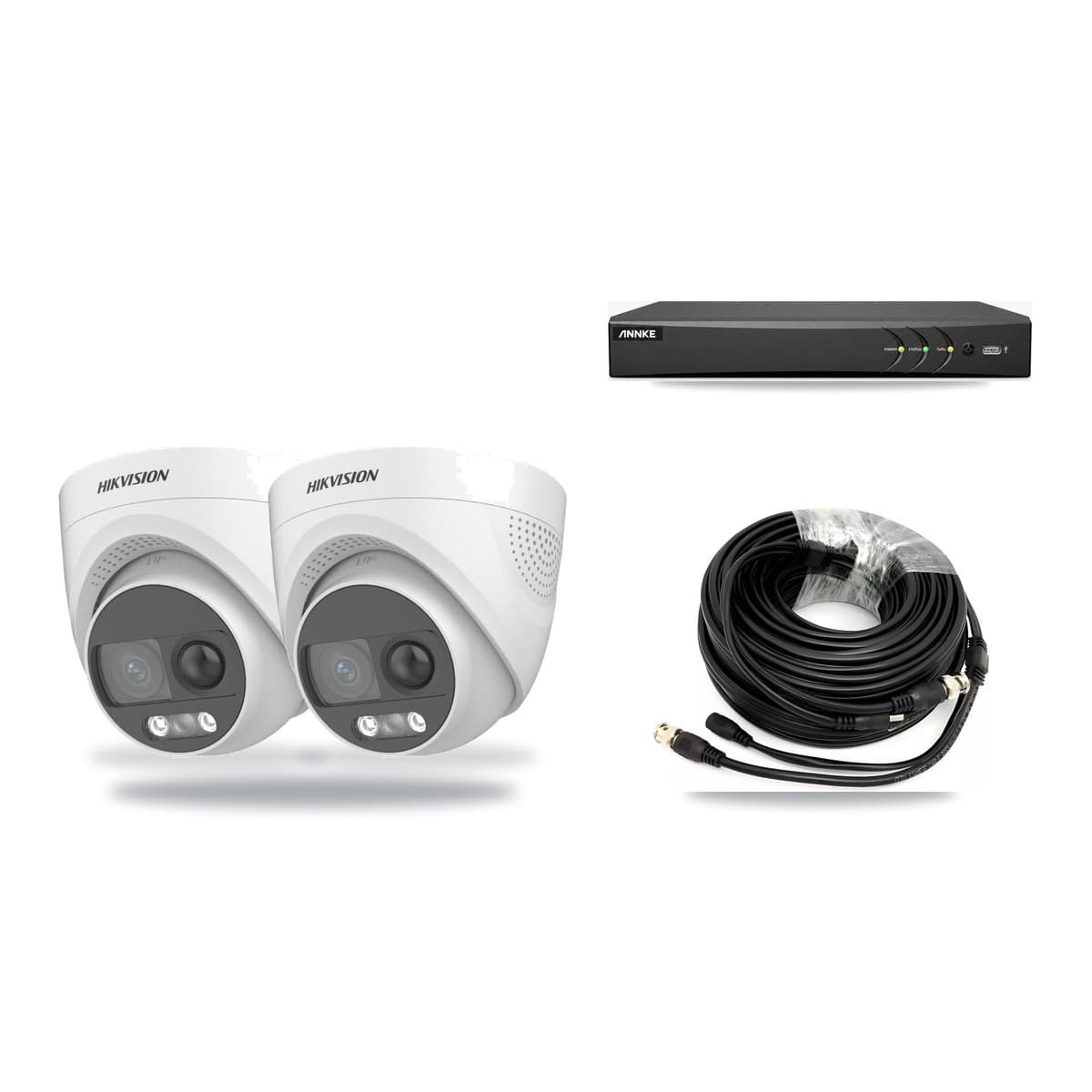 Hikvision & ANNKE 4-Channel 5MP CCTV Kit — 2 DS-2CE72KF3T Turret Cameras + 3TB Recording - Image 1