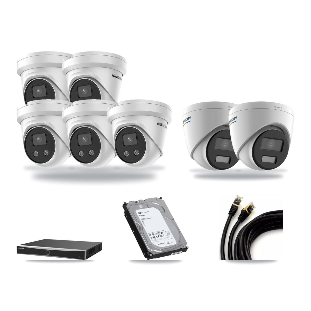 Hikvision 16-Channel 2MP – 5MP CCTV Kit — 2 2MP + 5 5MP Turret Cameras + 6TB Recording - Image 1