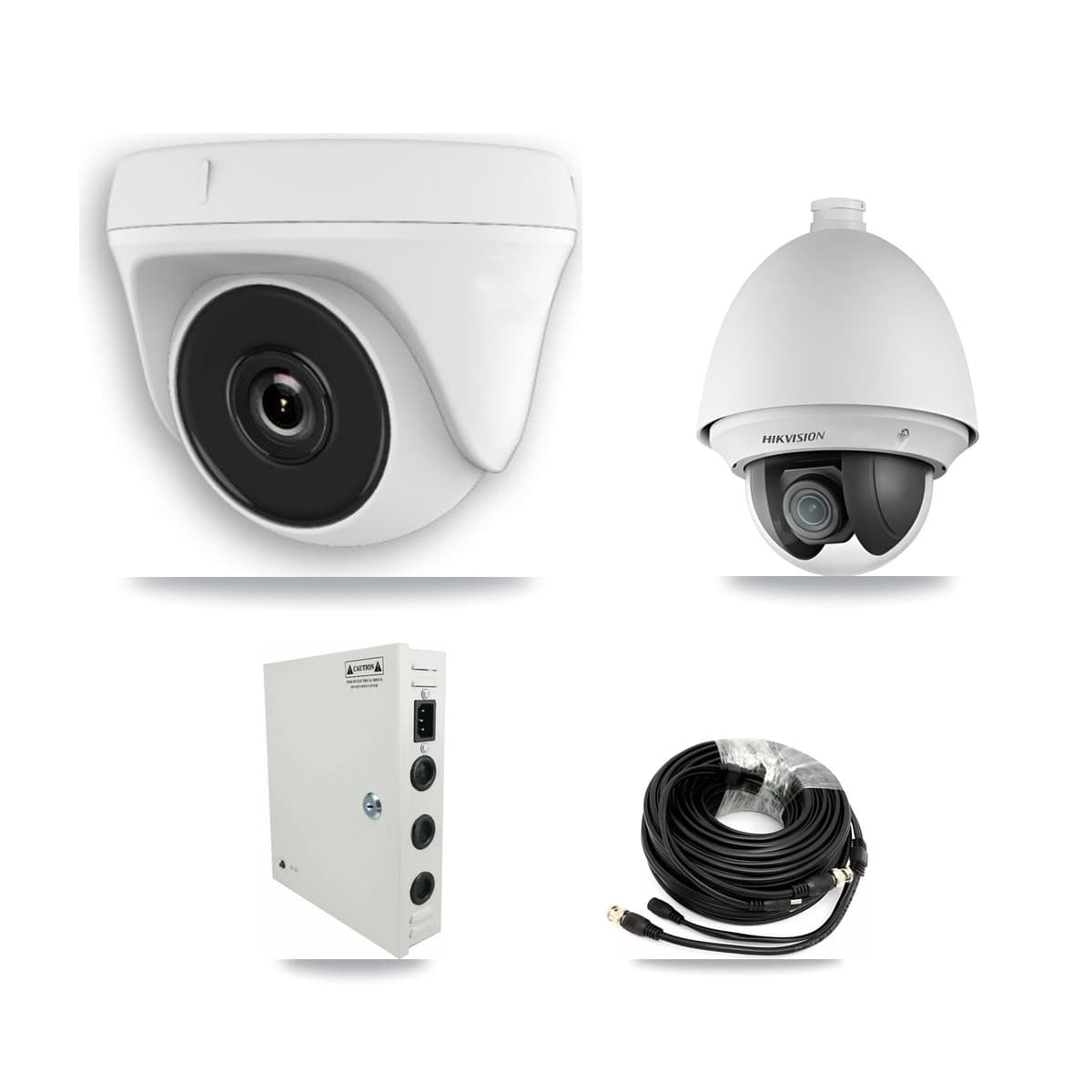 Hikvision & Prolux 8-Channel 2MP CCTV Kit — 1 DS-2AE4225T PTZ + 3 White HDT-2MP-N20W Dome Cameras + 3TB Recording