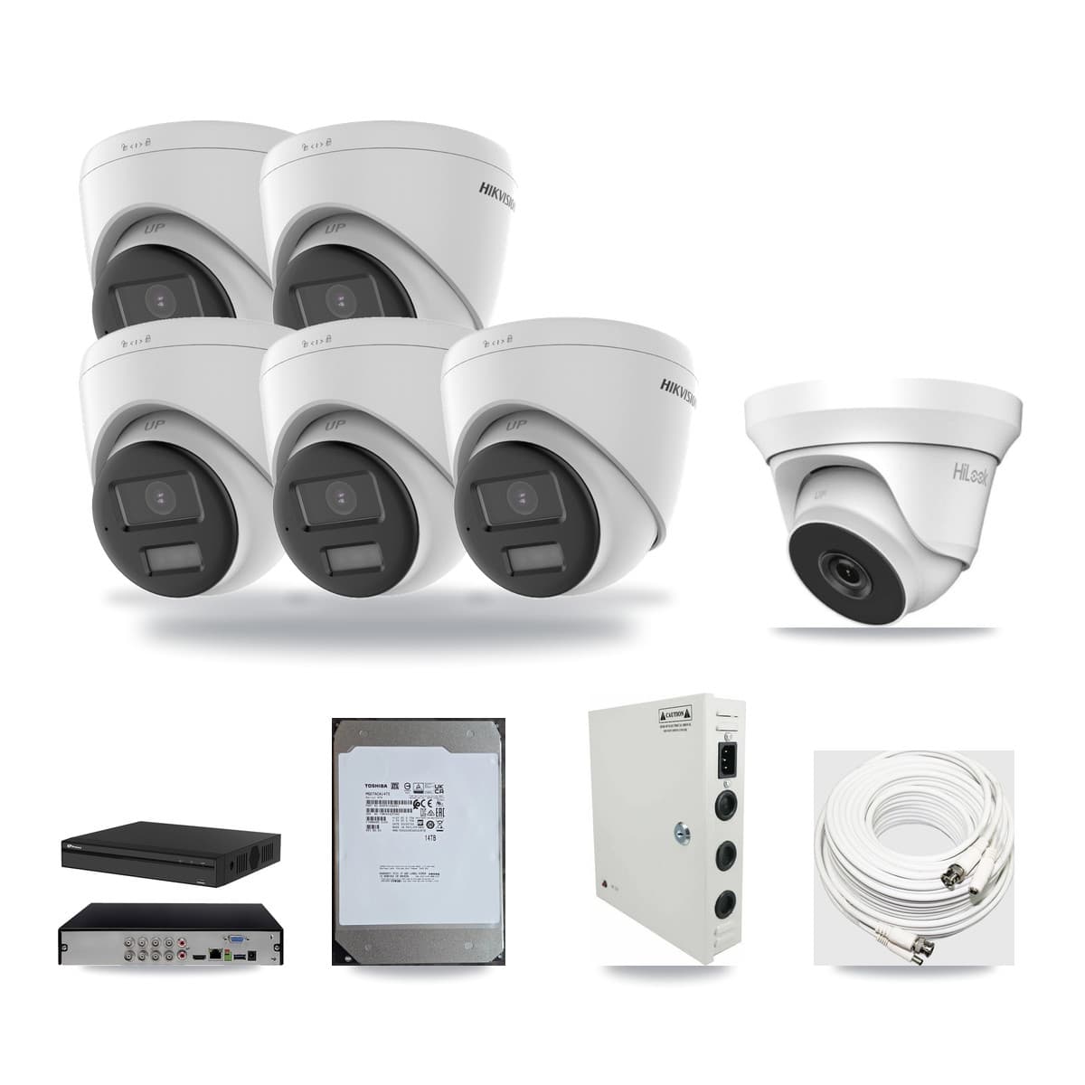 8-Channel 4MP – 4K CCTV Kit — 5 4K + 1 4MP Turret Cameras + 14TB Recording - Image 1