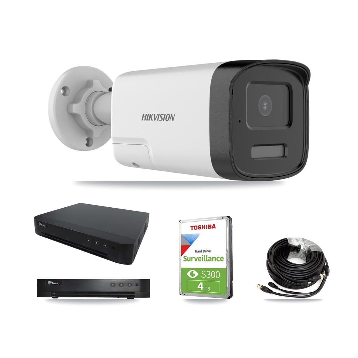 Hikvision & Prolux 16-Channel 5MP CCTV Kit — 3 DS-2CE17K0T Bullet Cameras + 4TB Recording