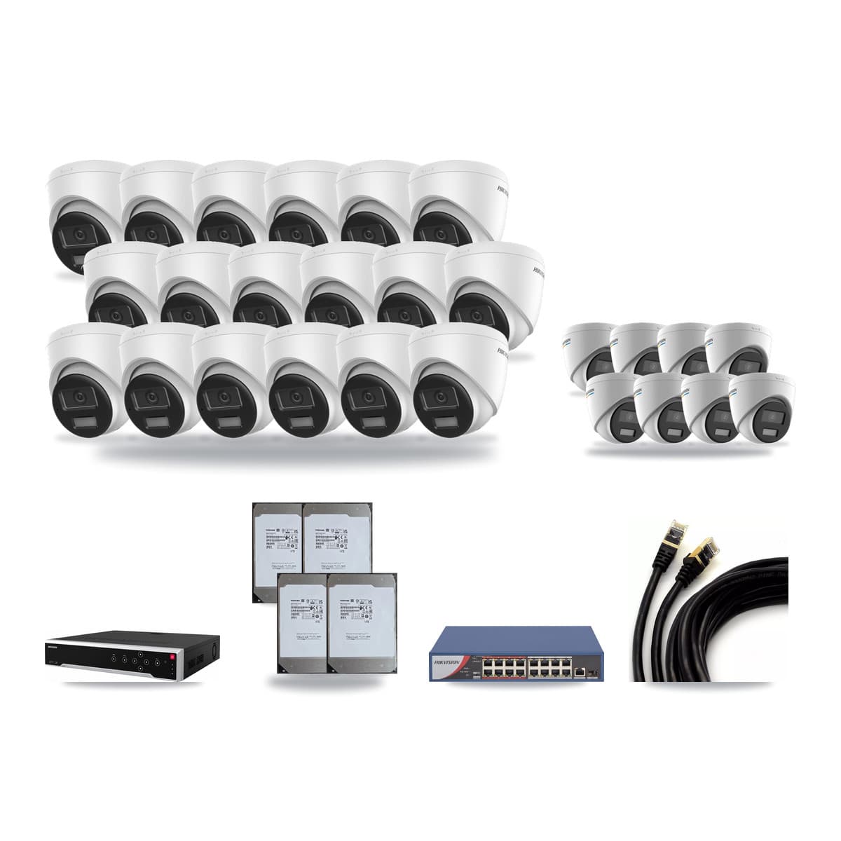 Hikvision 32-Channel 2MP – 4K CCTV Kit — 8 2MP + 18 4K Turret Cameras + 4× 14TB Recording - Image 1