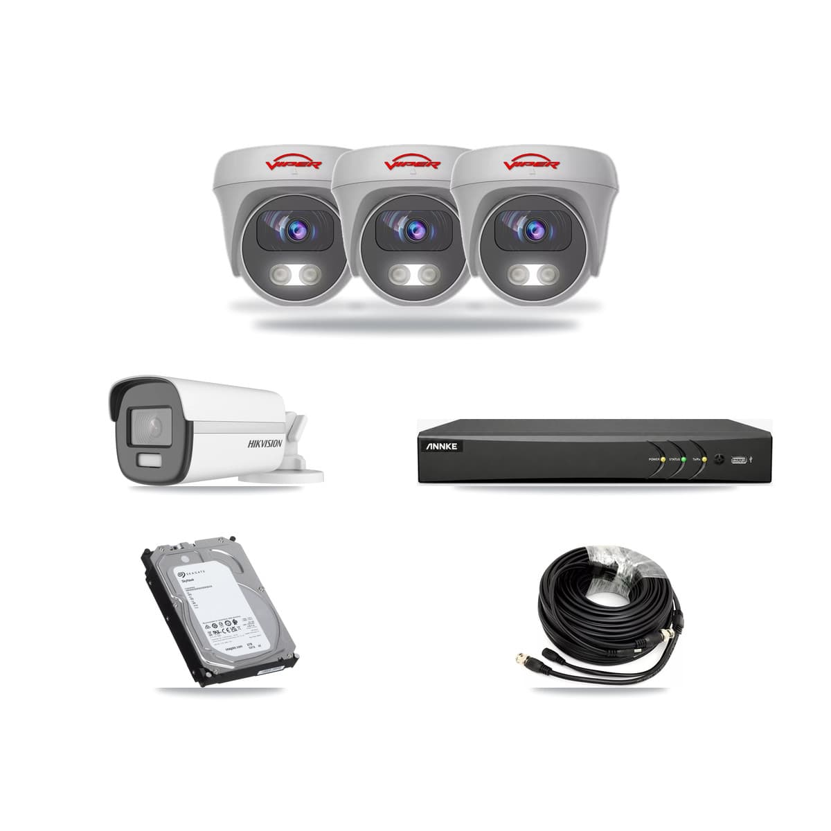 4-Channel 5MP – 4K CCTV Kit — 1 4K Bullet + 3 5MP Cameras + 6TB Recording - Image 1