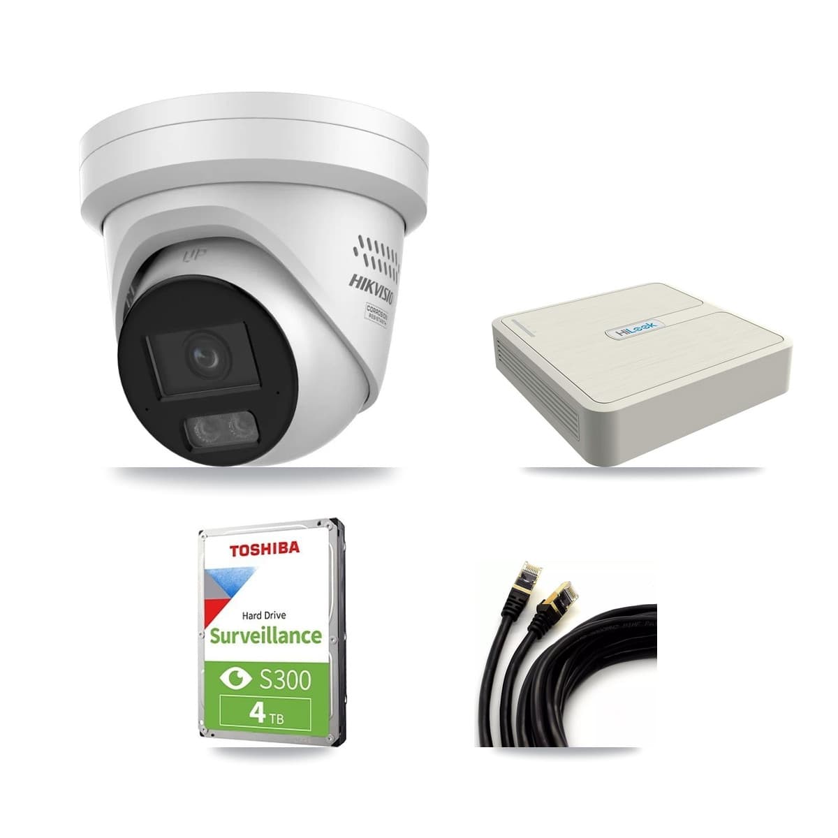 HiLook 8-Channel 4MP CCTV Kit — 3 Turret Cameras + 4TB Recording (NVR-108H-D Recorder)