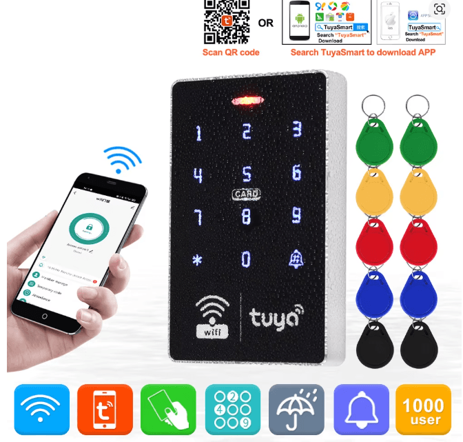 WiFi Tuya Door Access Control Keypad IP68 Waterproof RFID Keyboard Controller Reader Touch Opener APP Remote Unlock WG26/34