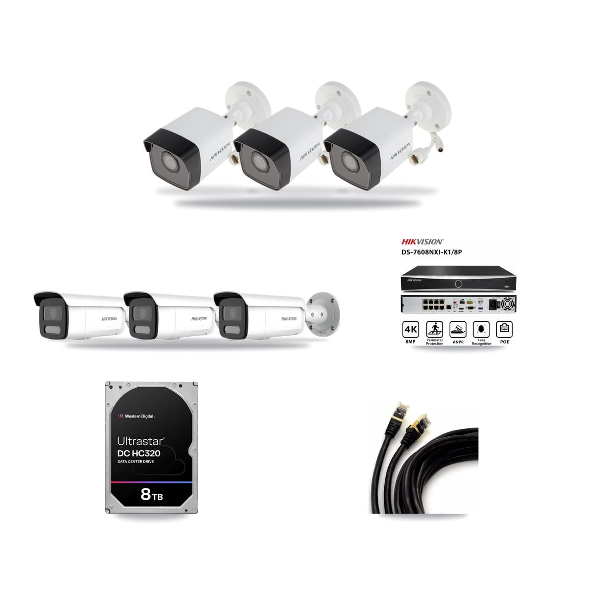Hikvision 8-Channel 4MP – 5MP CCTV Kit — 3 5MP + 3 4MP Bullet Cameras + 8TB Recording - Image 1