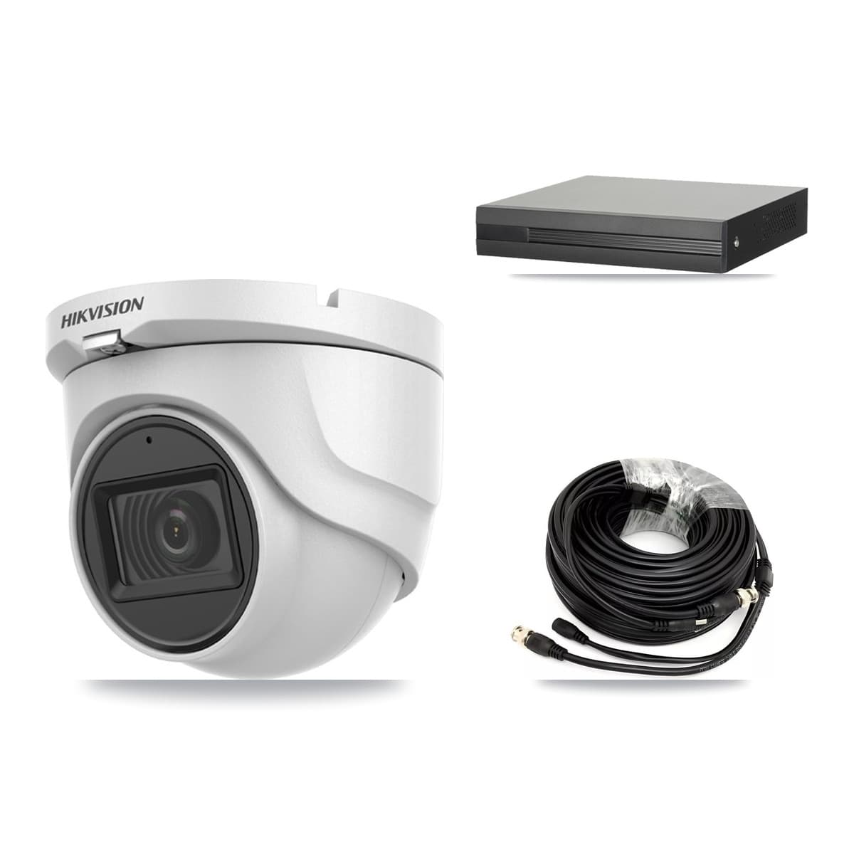 Hikvision 4-Channel 5MP CCTV Kit — 2 DS-2CE76H0T Turret Cameras + 3TB Recording (XVR-3104HS Recorder)