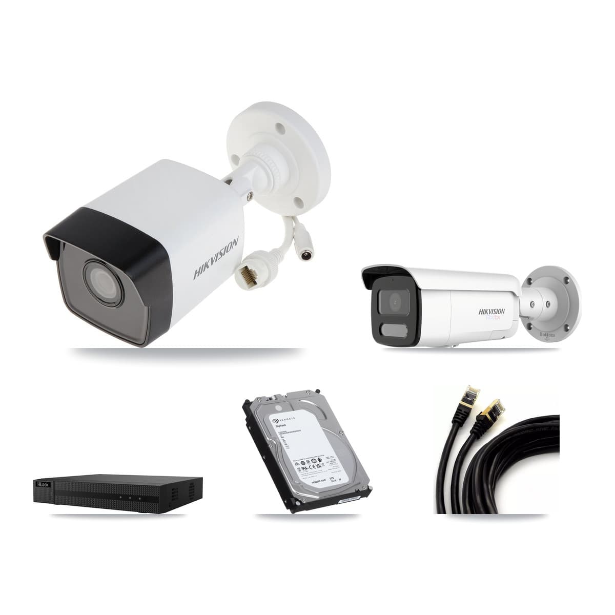 Hikvision & HiLook 8-Channel 5MP – 4K CCTV Kit — 3 5MP + 1 4K Bullet Cameras + 6TB Recording