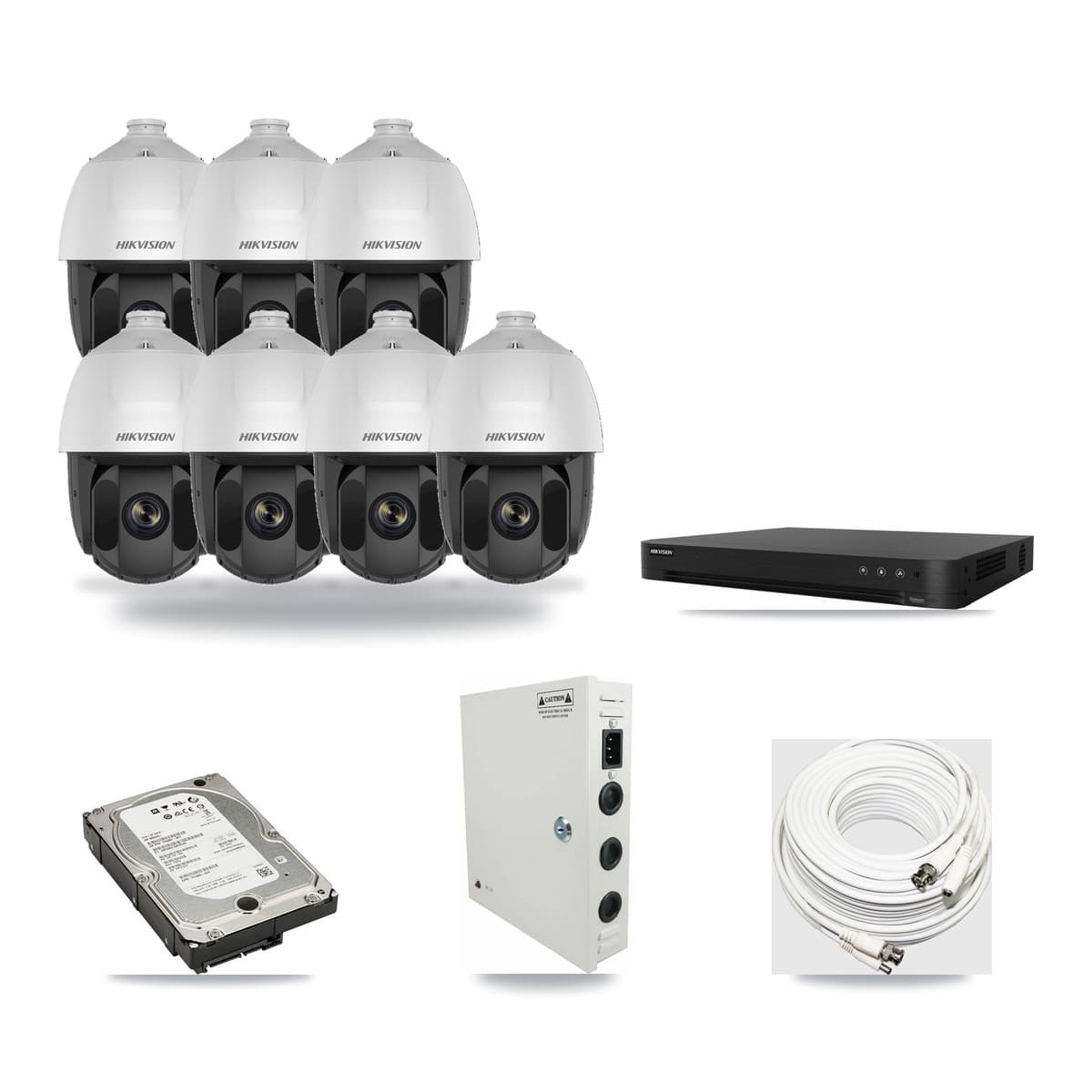 Hikvision 16-Channel 2MP CCTV Kit — 7 DS-2AE5225TI PTZ Cameras + 5TB Recording (DS-7216HGHI Recorder) - Image 1