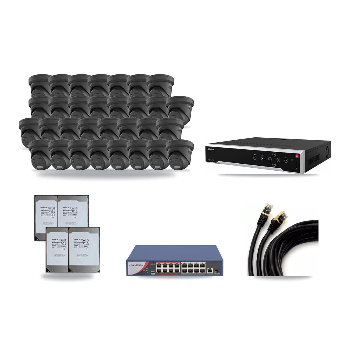 Hikvision 32-Channel 4MP CCTV Kit — 31 Turret Cameras + 4× 14TB Recording - Image 1
