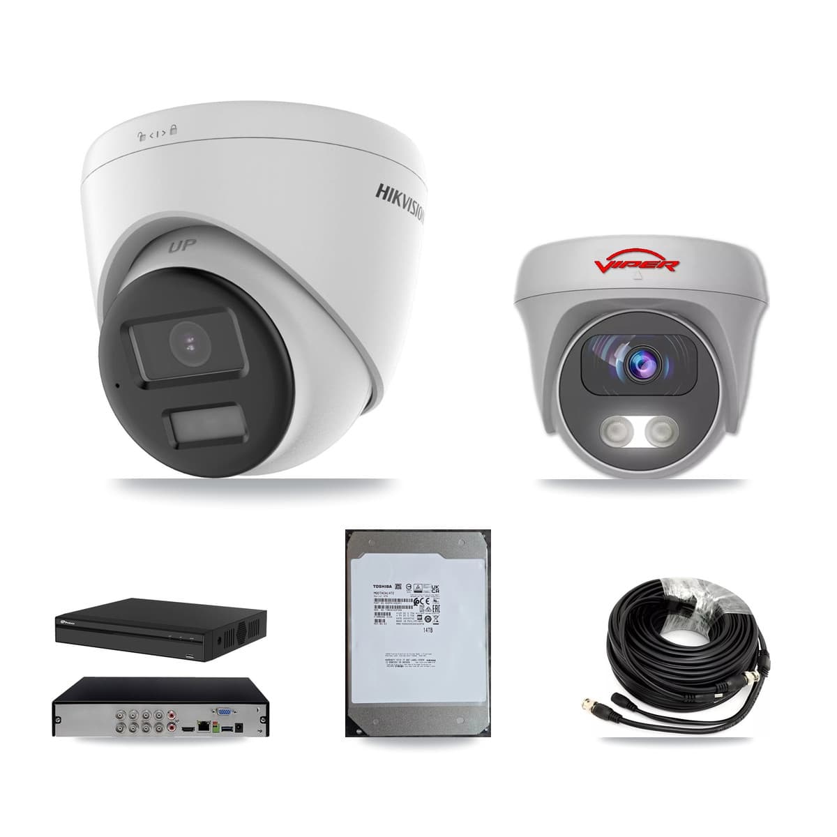 8-Channel 5MP – 4K CCTV Kit — 6 4K Turret + 1 5MP Cameras + 14TB Recording