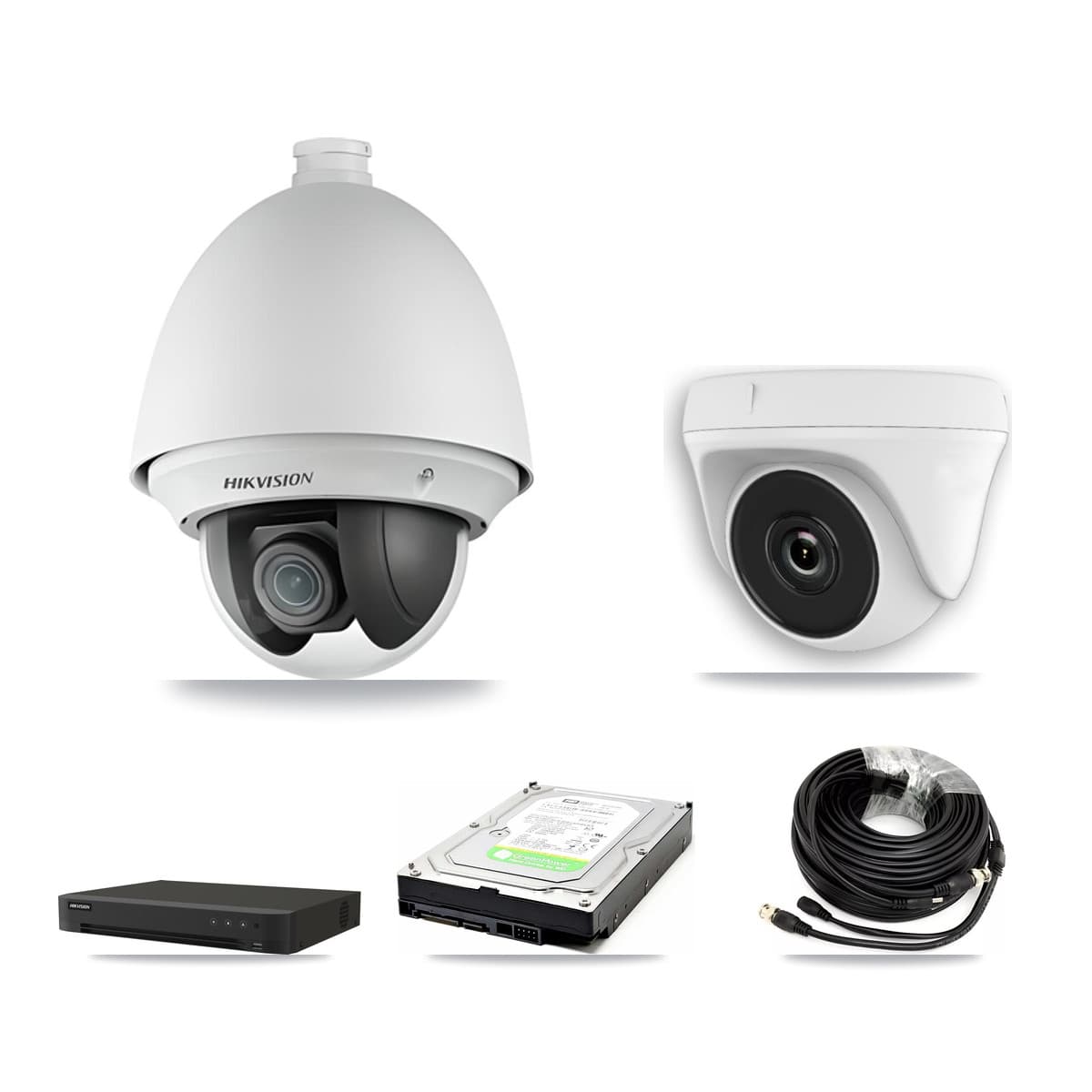 Hikvision 16-Channel 2MP CCTV Kit — 1 PTZ + 1 White Dome Cameras + 1TB Recording (IDS-7216HQHI Recorder)