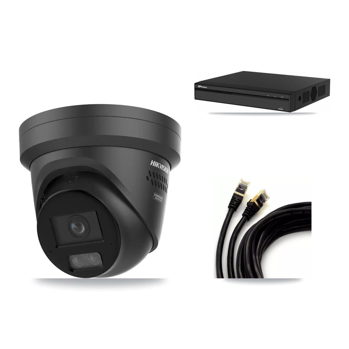 Hikvision & Prolux 4-Channel 4K CCTV Kit — 1 Black Turret Camera + 3TB Recording - Image 1