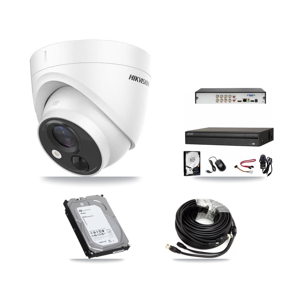 Hikvision & Dahua 8-Channel 5MP CCTV Kit — 6 DS-2CE71H0T Turret Cameras + 6TB Recording