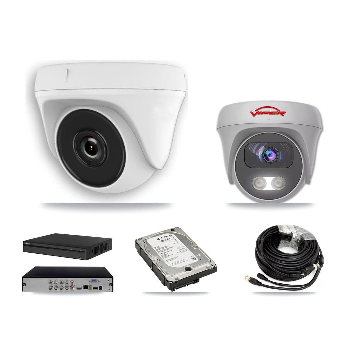 Viper & Prolux 8-Channel 2MP – 5MP CCTV Kit — 5 2MP Dome + 1 5MP Cameras + 5TB Recording