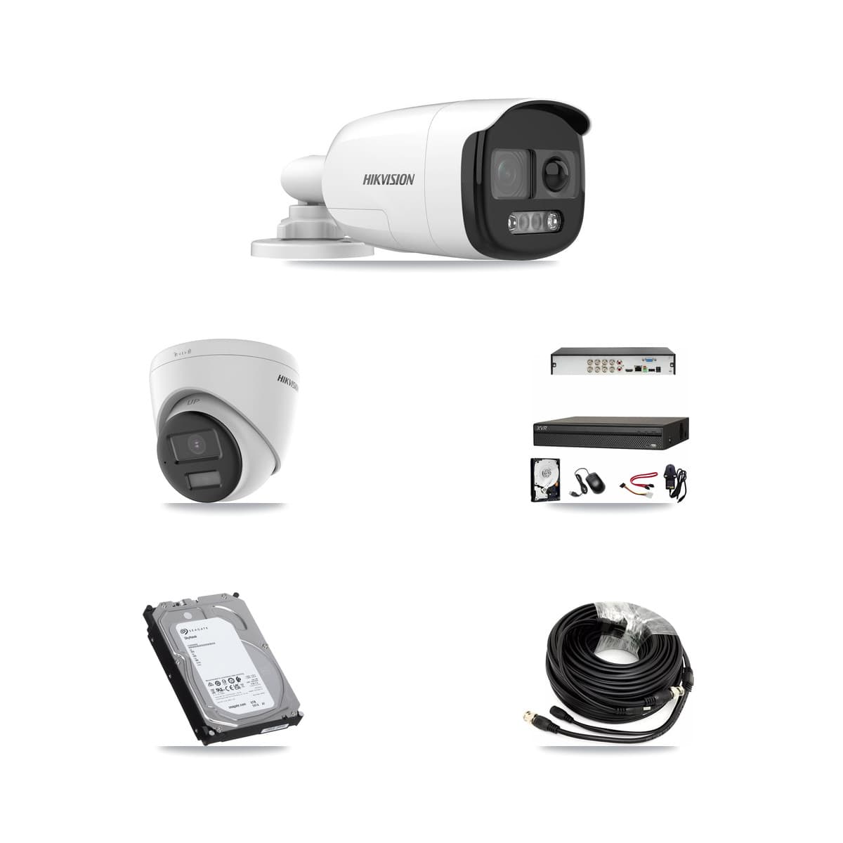 Hikvision & Dahua 8-Channel 5MP – 4K CCTV Kit — 3 5MP Bullet + 1 4K Turret Cameras + 6TB Recording