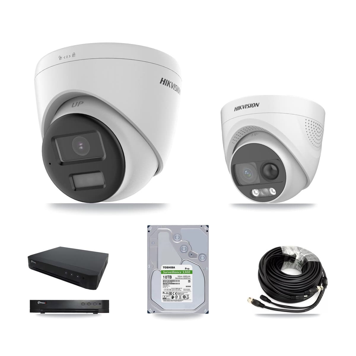 Hikvision & Prolux 16-Channel 5MP CCTV Kit — 2 DS-2CE72KF3T + 5 DS-2CE78K0T Turret Cameras + 10TB Recording - Image 1
