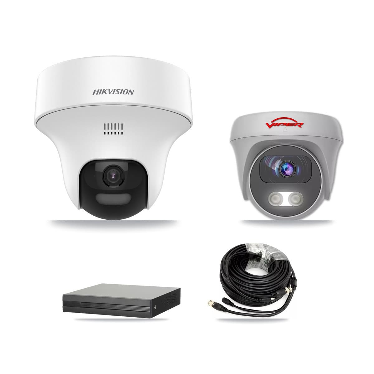 Hikvision & Viper 8-Channel 5MP CCTV Kit — 5 DS-2CE70K0T Turret + 1 White VIPER-5MP-3K Cameras + 8TB Recording (XVR-3108HS Recorder)