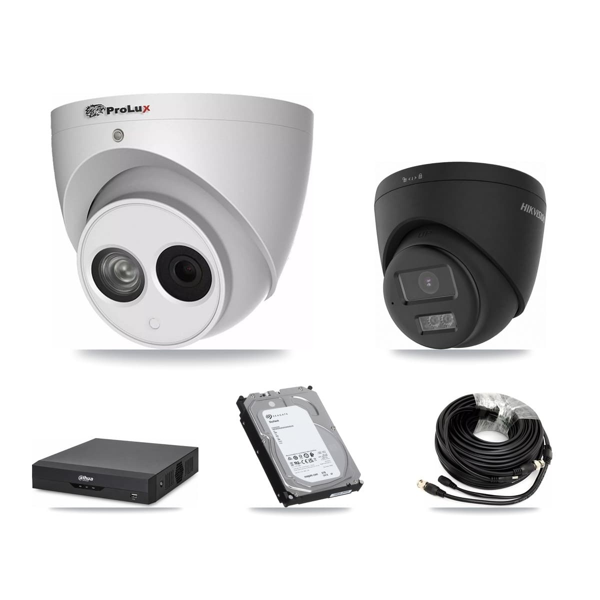 4-Channel 4MP – 4K CCTV Kit — 1 Black 4K + 3 4MP Turret Cameras + 6TB Recording (DH-XVR5104HS Recorder) - Image 1