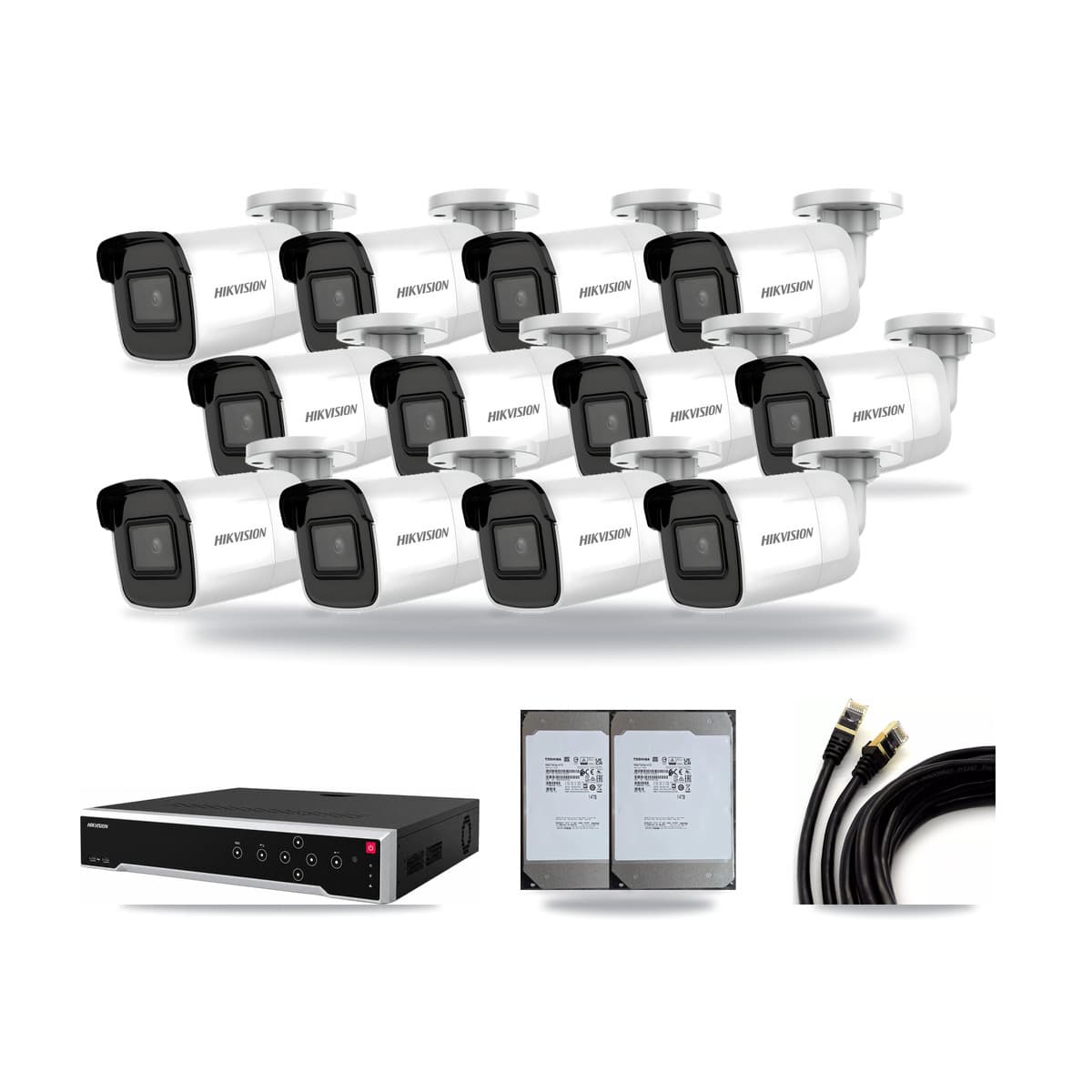 Hikvision 32-Channel 4K CCTV Kit — 12 Bullet Cameras + 2× 14TB Recording - Image 1
