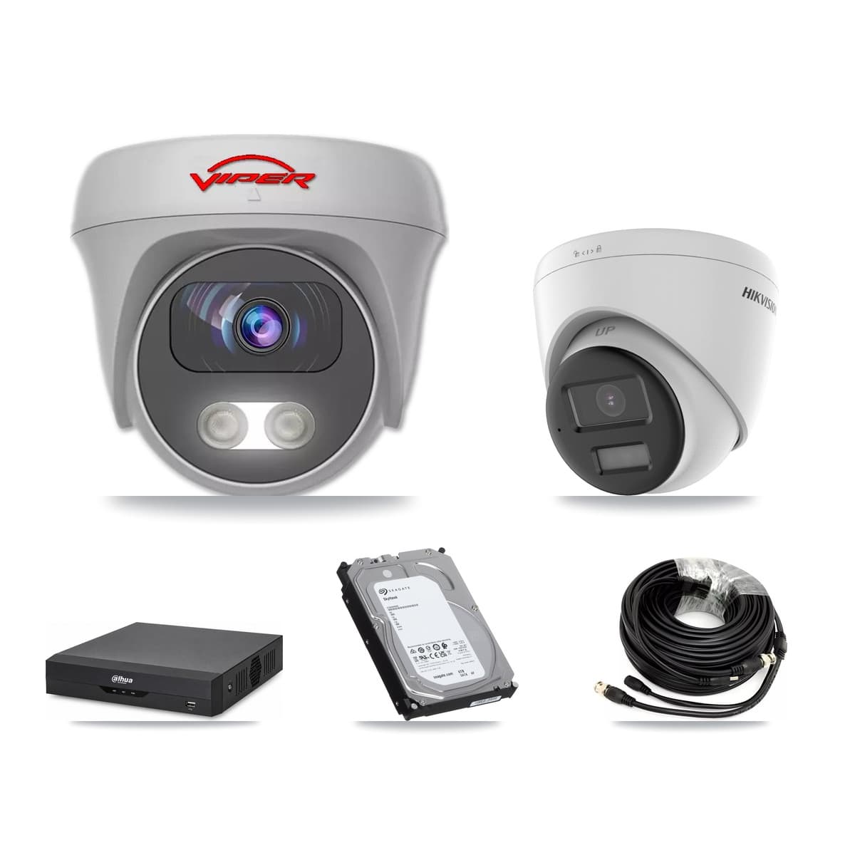 4-Channel 5MP – 4K CCTV Kit — 1 4K Turret + 3 White 5MP Cameras + 6TB Recording (DH-XVR5104HS Recorder) - Image 1