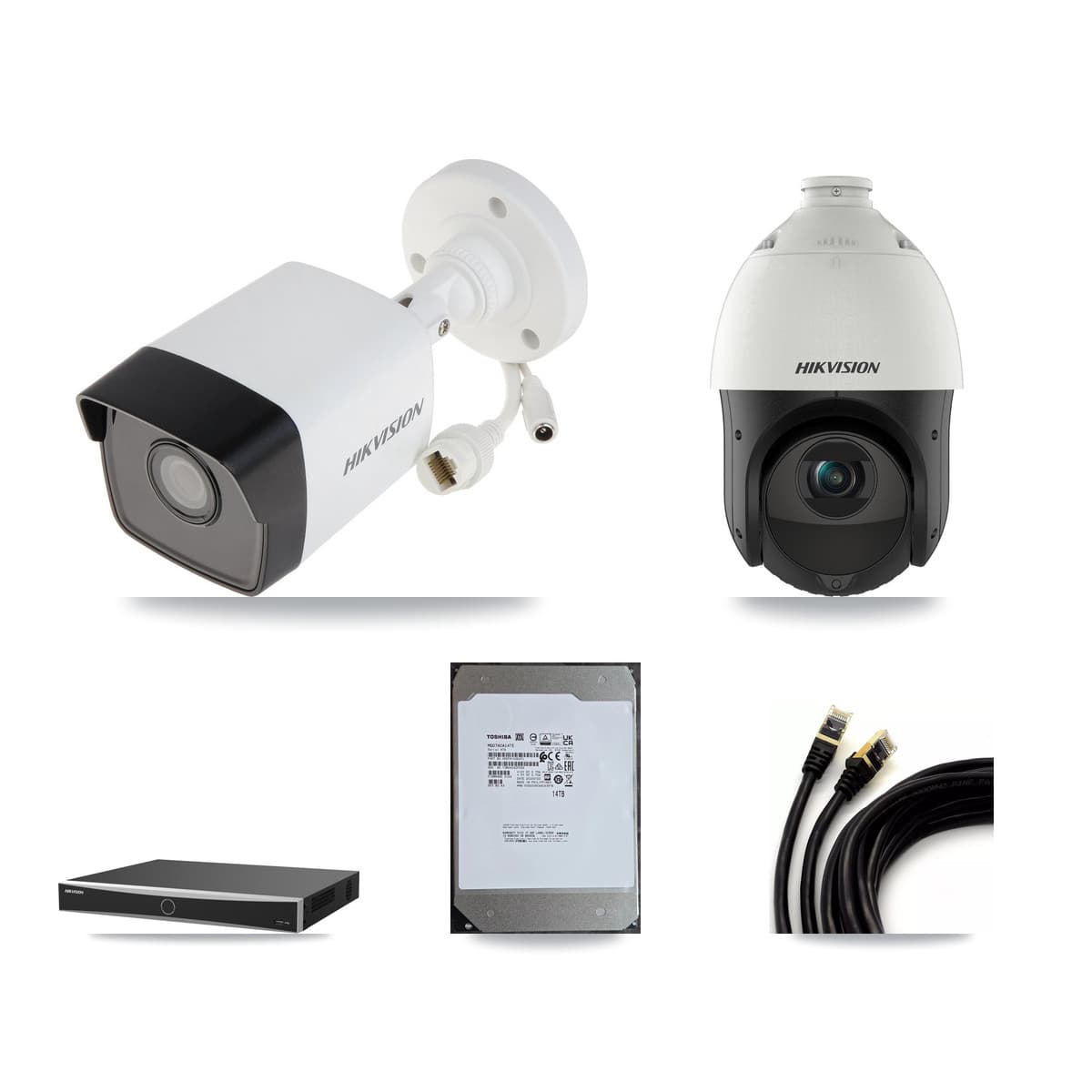 Hikvision 16-Channel 4MP – 5MP CCTV Kit — 10 5MP Bullet + 1 4MP PTZ Cameras + 14TB Recording (DS-7616NXI Recorder) - Image 1