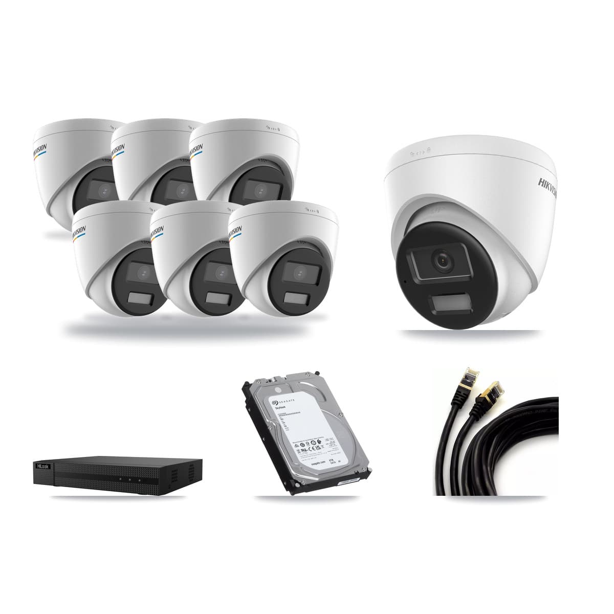 Hikvision & HiLook 8-Channel 2MP – 4K CCTV Kit — 6 2MP + 1 4K Turret Cameras + 6TB Recording - Image 1