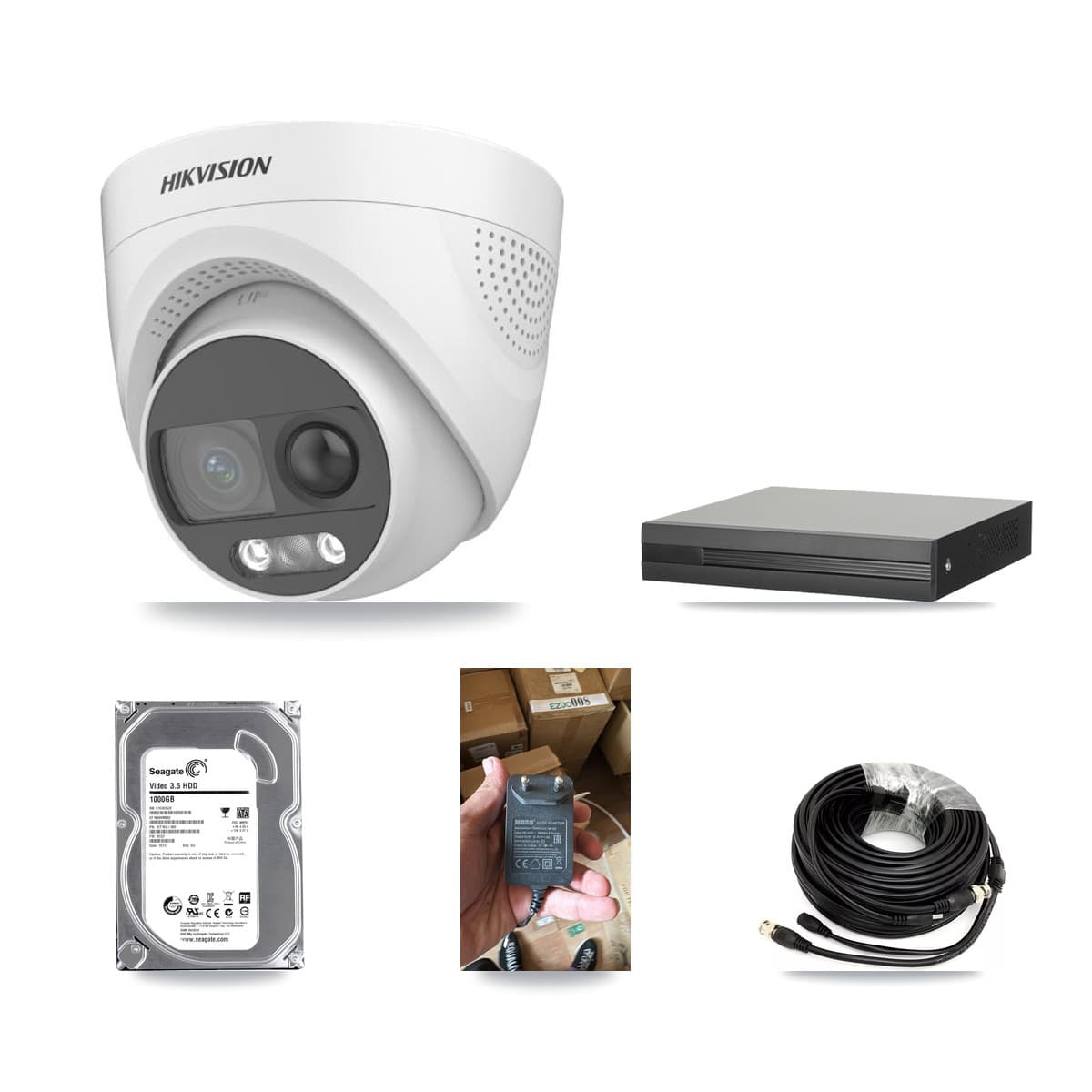 Hikvision 4-Channel 5MP CCTV Kit — 1 DS-2CE72KF3T Turret Camera + 1TB Recording (XVR-3104HS Recorder) - Image 1