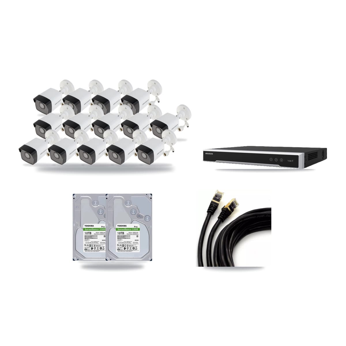 Hikvision 16-Channel 5MP CCTV Kit — 14 Bullet Cameras + 2× 10TB Recording - Image 1