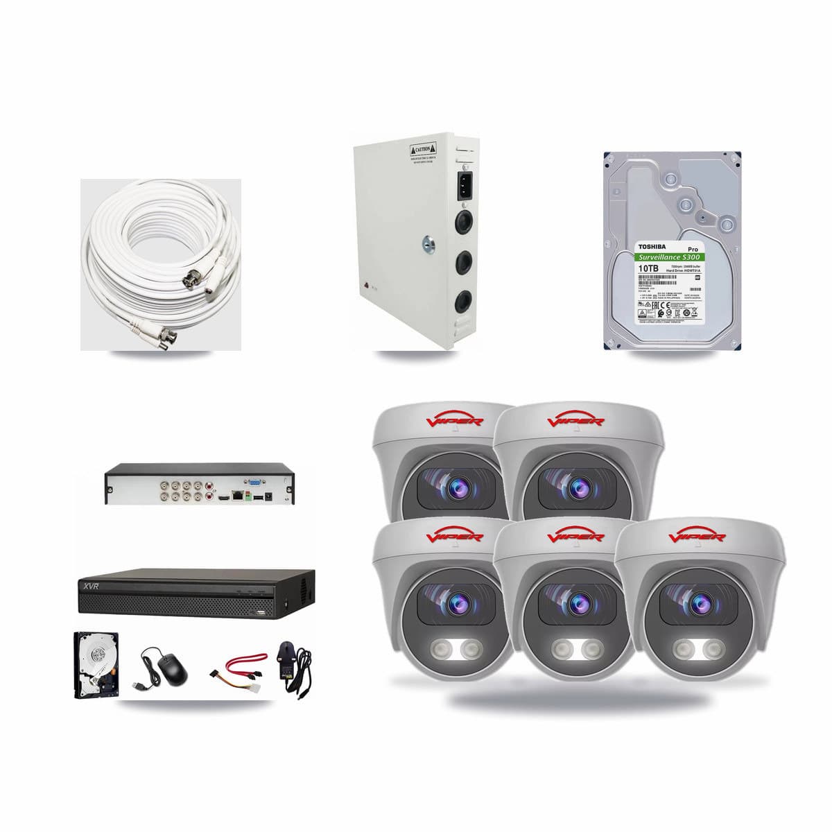 Dahua 8-channel CCTV kit: 5 cameras (5× 5MP Camera), 10TB hard drive