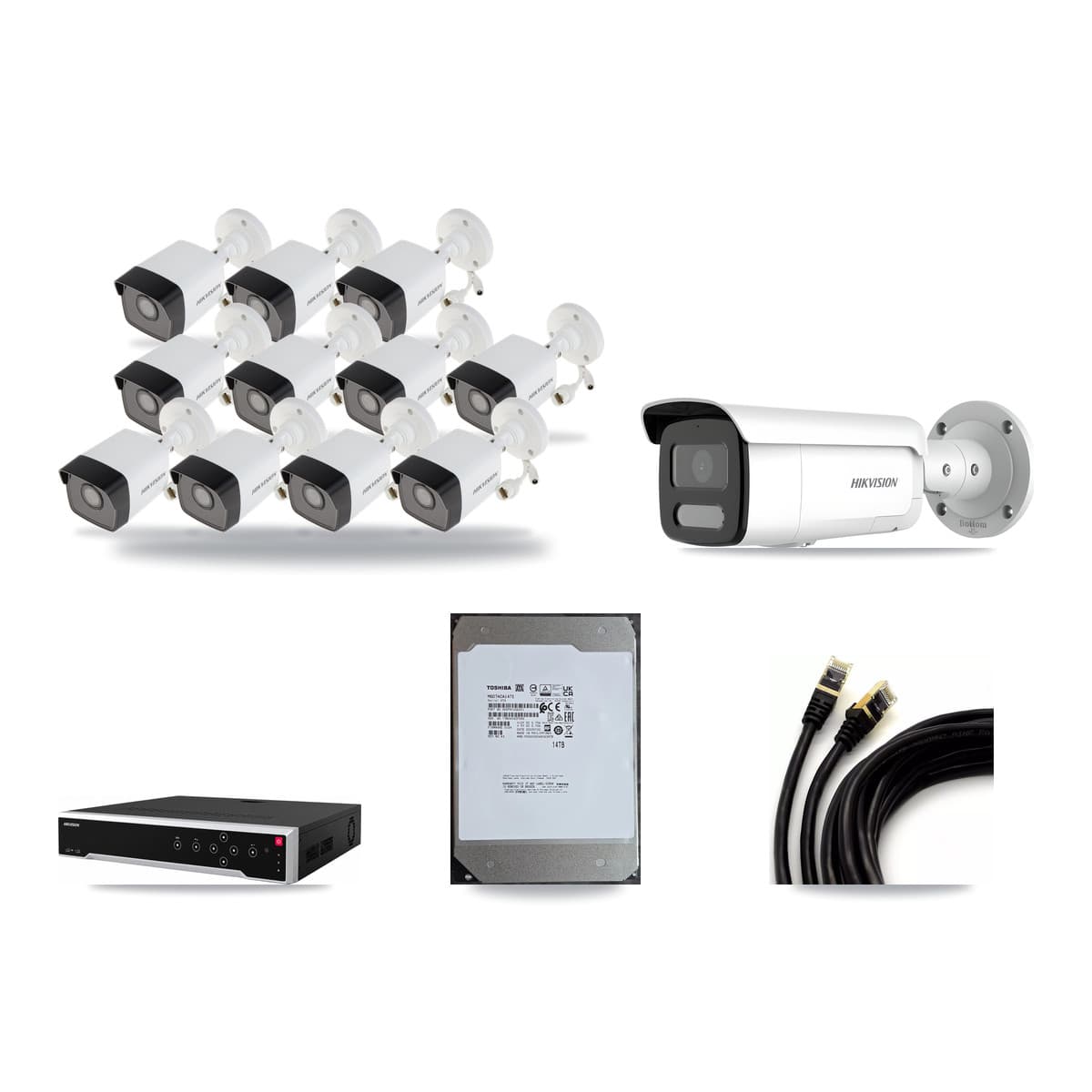 Hikvision 32-Channel 4MP – 5MP CCTV Kit — 11 5MP + 1 4MP Bullet Cameras + 14TB Recording - Image 1